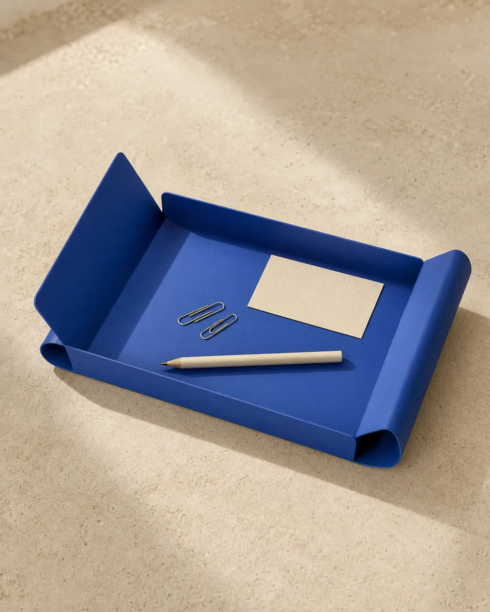 Cobalt blue Fold Tray desk organizer