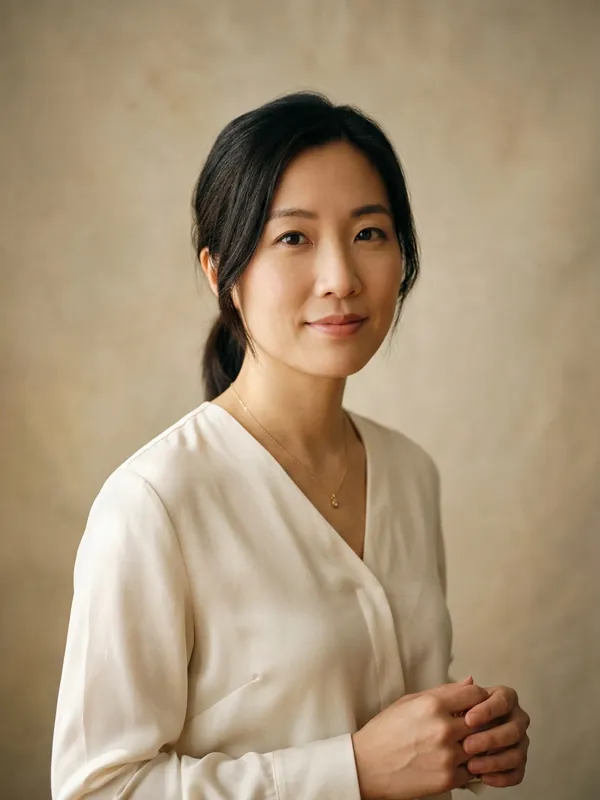 Grace Lin, a woman in her mid thirties with dark hair tied back, attentive and composed.