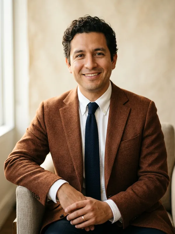 Daniel Reyes, a man in his mid thirties with dark curly hair, smiling approachably.